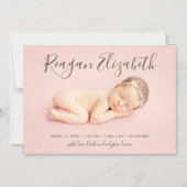 Schöne Script Magnetic Foto Geburtsankündigung Magneteinladung (Vorderseite)