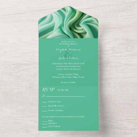Schöne Seafoam Green Wedding All In One Einladung (Innen Boden)