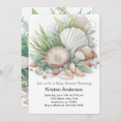 Schöne Seashell am Sea Baby Dusche Einladung (Vorne/Hinten)