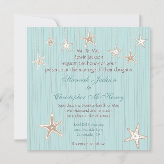 Schöne Seashell Beach Hochzeit Einladung (Rückseite)