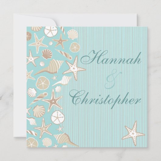 Schöne Seashell Beach Hochzeit Einladung (Vorderseite)