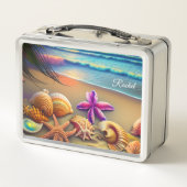 Schöne Seashells auf Ocean Beach Lunch Box (Rückseite)