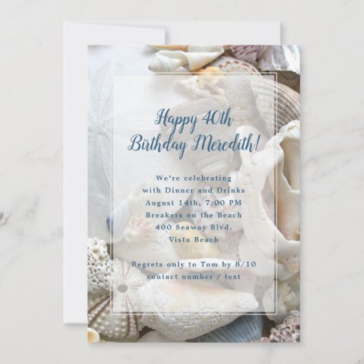 Schöne Seashells Geburtstagsparty Einladung (Vorderseite)