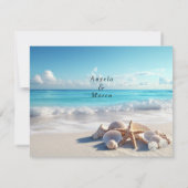 Schöne Seashells Starfish Beach Wedding Einladung (Rückseite)