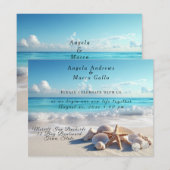 Schöne Seashells Starfish Beach Wedding Einladung (Vorne/Hinten)