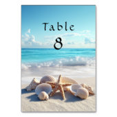 Schöne Seashells Starfish Beach Wedding Tischnummer (Rückseite)