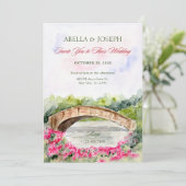 Schöne Seebrücke Blumenwelt Hochzeit Einladung (Stehend Vorderseite)