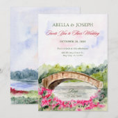 Schöne Seebrücke Blumenwelt Hochzeit Einladung (Vorne/Hinten)