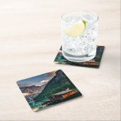 Schöne Seehütte im Gebirge Rechteckiger Pappuntersetzer (Vor Ort)