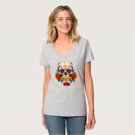 Schöne Seelen Zucker-Schädel-Rosen-Banner-Kunst T-Shirt