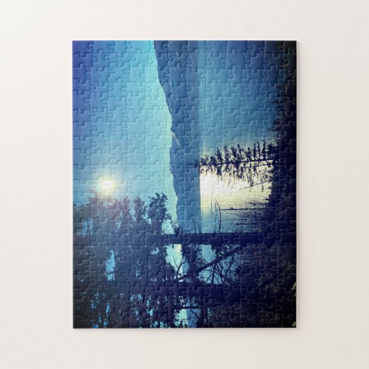 Schöne Seen Bäume Sonnenstrahlen Landschaft Puzzle (Vertikal)