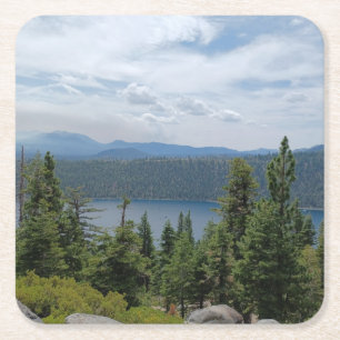 Schöne Seenlandschaft Tahoe Rechteckiger Pappuntersetzer