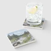 Schöne Seenlandschaft Tahoe Steinuntersetzer (Seitenansicht)