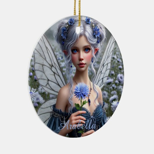 Schöne September Fairy in Asters Keramik Ornament (Rechts)