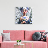 Schöne September Fairy in Asters Leinwanddruck (Insitu (Wohnzimmer))