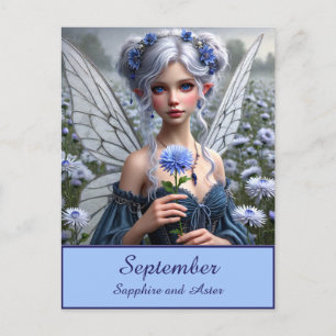 Schöne September Fairy in Asters Postkarte