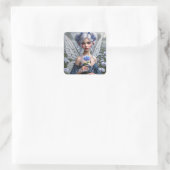 Schöne September Fairy in Asters Quadratischer Aufkleber (Tasche)