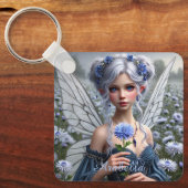 Schöne September Fairy in Asters Schlüsselanhänger (Vorderseite)