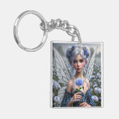 Schöne September Fairy in Asters Schlüsselanhänger (Vorderseite links)