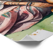 Schöne serene Boho-Frau und ihr Tiger Poster (Ecke)