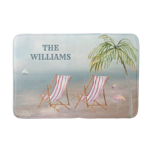 Schöne Serene Watercolor Beach Szene Bath Mat Badematte (Vorderseite)