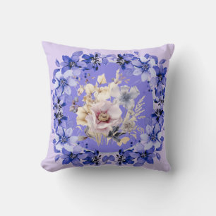 Schöne Shabby Chic Blaue und Rosa Florale Garten  Kissen
