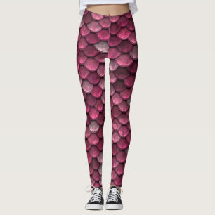 Schöne Shiny Red Mermaid Scales Leggings