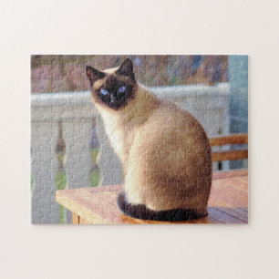 Schöne siamesische Katze mit blauen Augen Puzzle