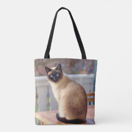 Schöne siamesische Katze mit blauen Augen Tasche