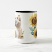 SCHÖNE SIAMESISCHE KATZE MIT GELBEN SONNENBLUMEN TASSE (Zentrum)