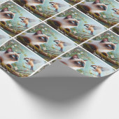 Schöne siamesische Katze und Sparrow Geschenkpapier (Ecke)