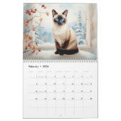 Schöne siamesische Katzen Pet Lover Wasserfarbe Ti Kalender (Feb 2026)