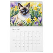 Schöne siamesische Katzen Pet Lover Wasserfarbe Ti Kalender (Mär 2027)