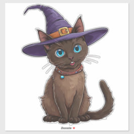 Schöne Siamkatze in Hexenhut Aufkleber