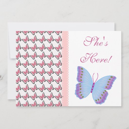 Schöne "Sie ist hier!" Kinderankündigung Ankündigung (Vorderseite)