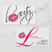 Schöne Signatur Script Rosa Glossy Lippen Schwarz Visitenkarte (Vorne/Hinten)