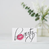 Schöne Signatur Script Rosa Glossy Lippen Schwarz Visitenkarte (Stehend Vorderseite)
