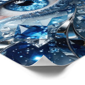 Schöne Silber BLUE ICE EYE Statement Design Poster (Ecke)