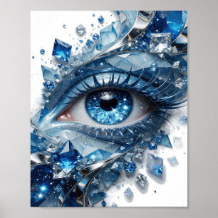 Schöne Silber BLUE ICE EYE Statement Design Poster