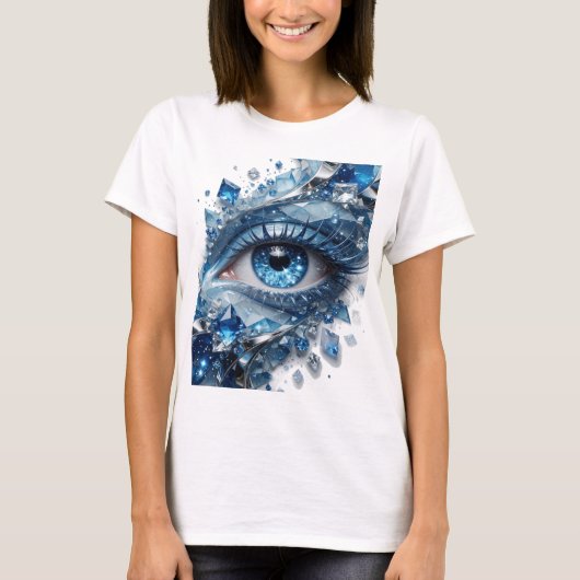 Schöne Silber BLUE ICE EYE Statement Design T-Shirt (Vorderseite)