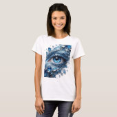 Schöne Silber BLUE ICE EYE Statement Design T-Shirt (Vorne ganz)