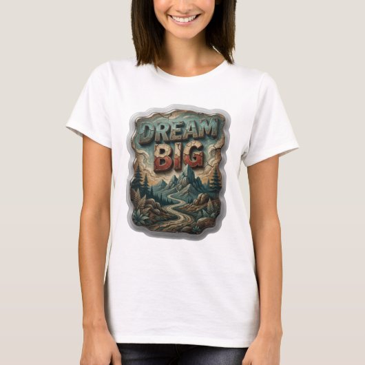 Schöne Silber-DREAM BIG Statement-T-Shirt T-Shirt (Vorderseite)