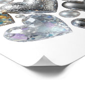 Schöne Silber-HERZEN-UND-STERNE-Design Poster (Ecke)