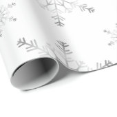 Schöne Silber Weihnachtsschneeflocken Geschenkpapier (Rolleneckpunkt)