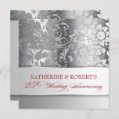 schöne silberne 25-Jubiläumseinladungen Einladung (Vorne/Hinten)