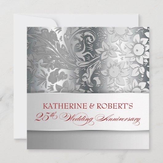 schöne silberne 25-Jubiläumseinladungen Einladung (Vorderseite)