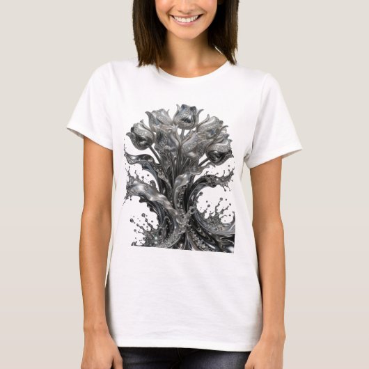 Schöne silberne ABSTRACT ART Statement T-Shirt (Vorderseite)