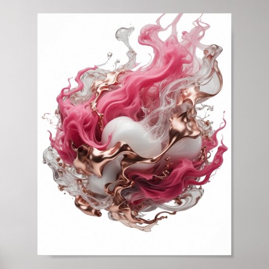 Schöne silberne ABSTRACTE KUNST Künstlerisches Mot Poster (Vorne)