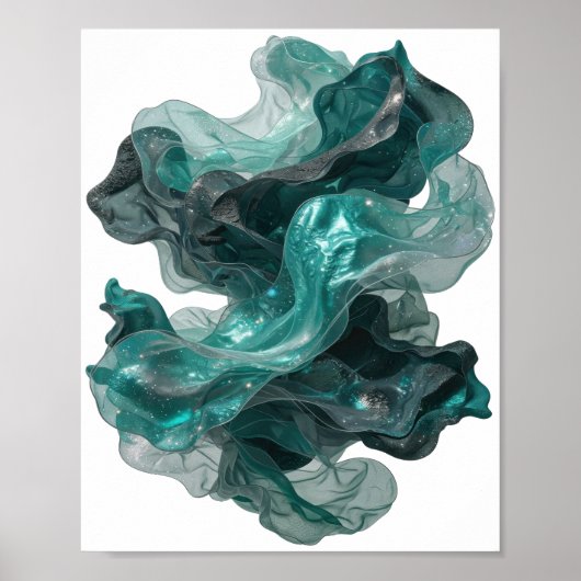 Schöne silberne ABSTRACTE KUNST Poster (Vorne)