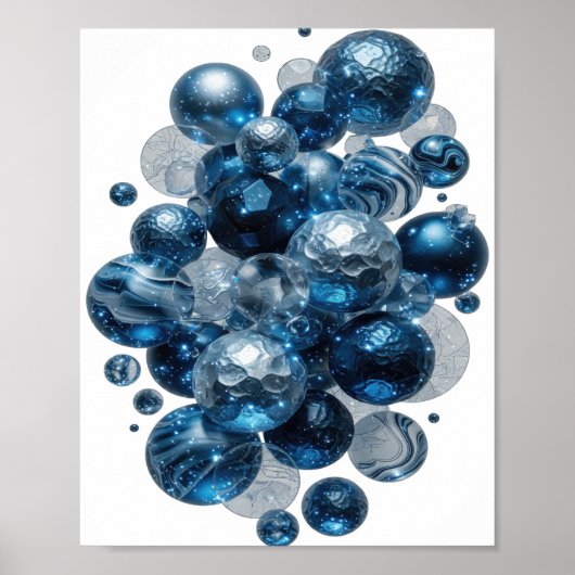 Schöne silberne BLAUE STERNE Poster (Vorne)
